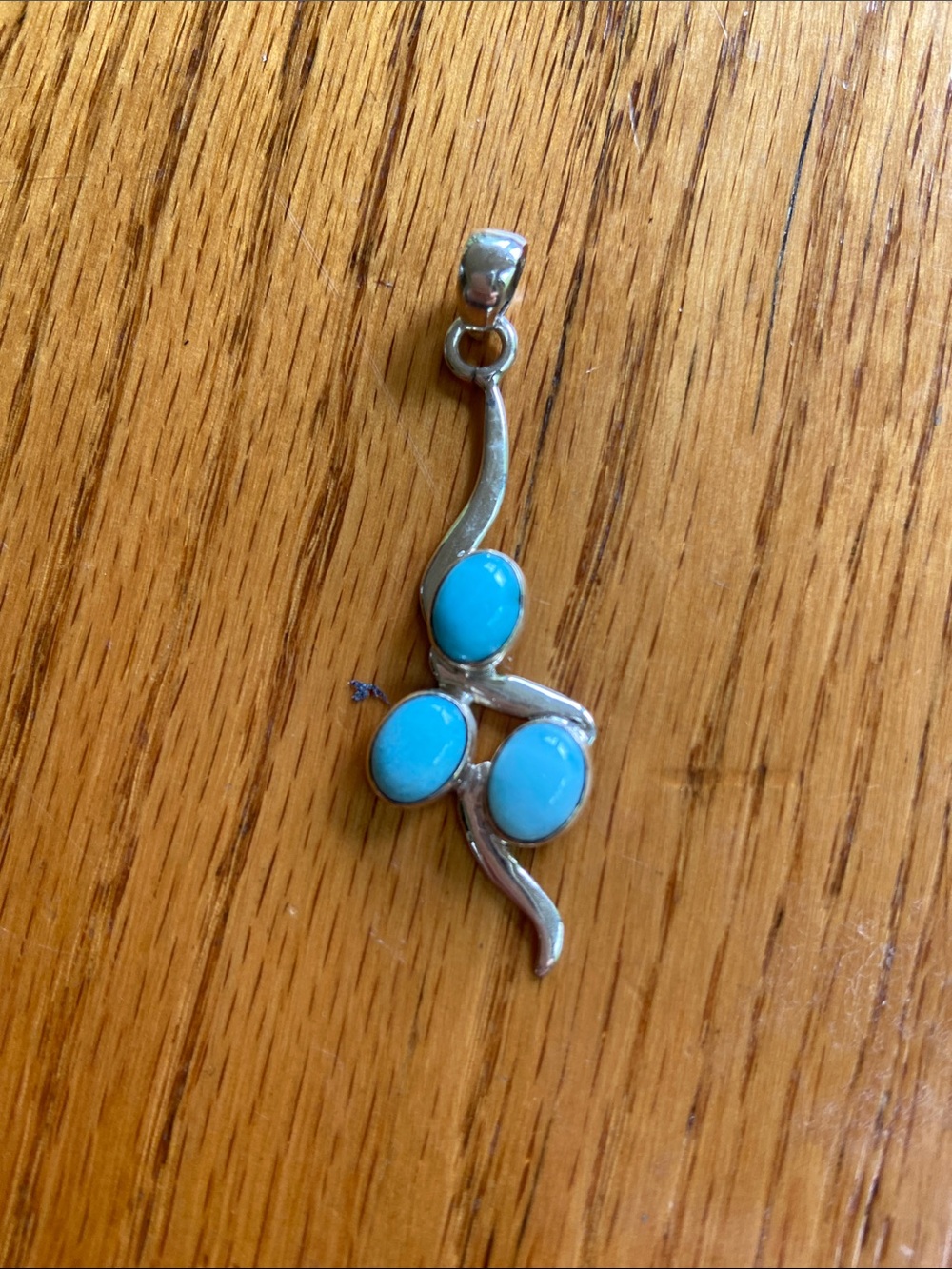 Sterling Silver Larimar Triple Stone Pendant